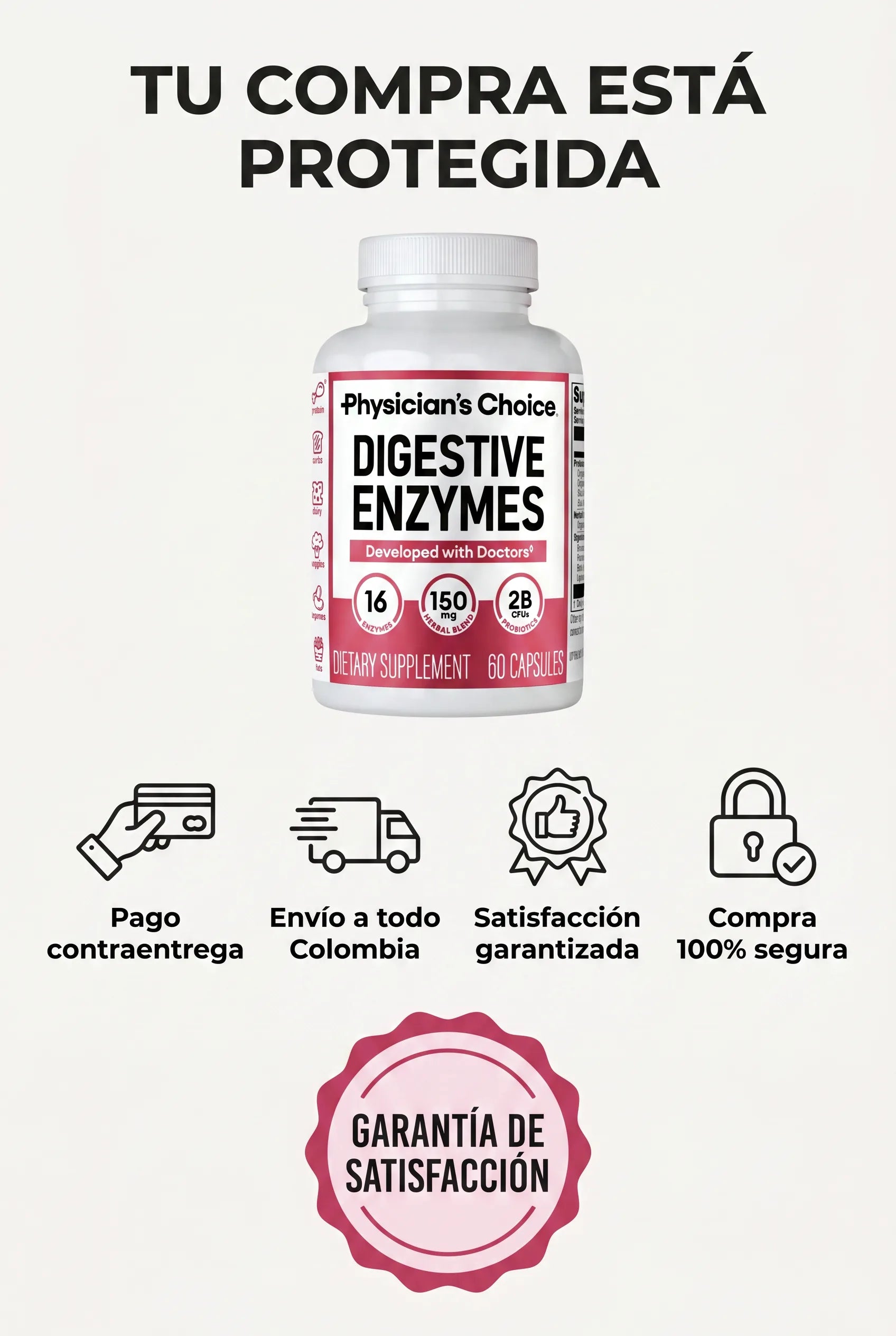enzimas-digestivas-physician-s-choice - Garantia y Seguridad